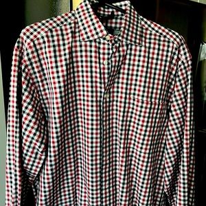 Large long sleeved St Croix red and black checkered button up